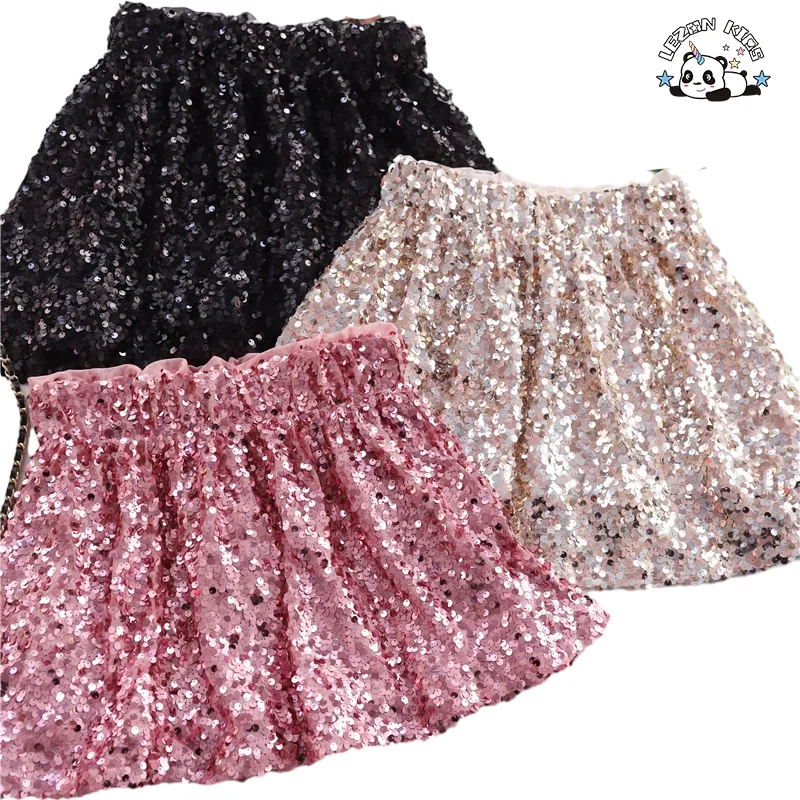 LEZONKIDS - Customize Different Designs and Fabrics Girls Skirt Sequin Fashionable Kids Skirts for 2-8T